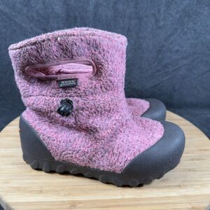 Bogs‎ Kid's K Bmoc Pink Fleece Faux Fur Waterproof Winter Rain Boots Size US 12